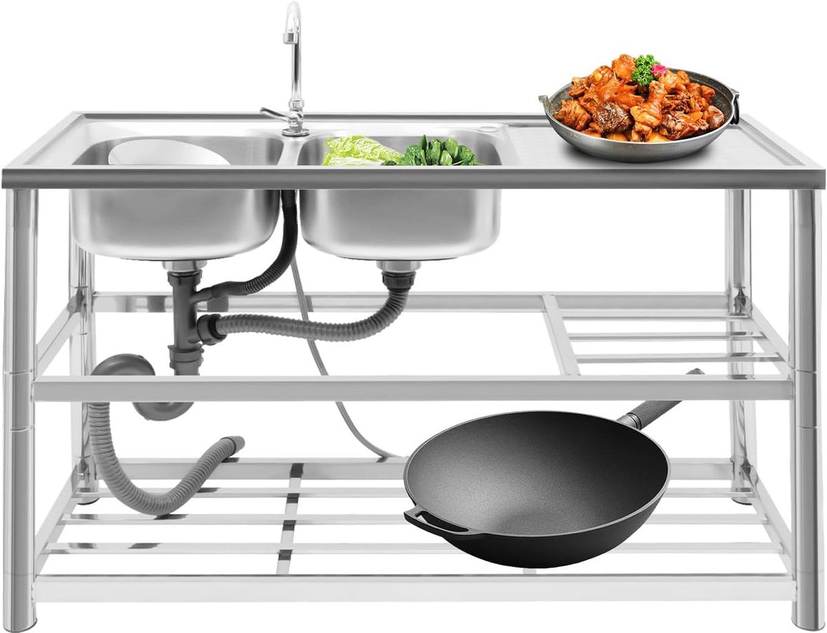 Keuken Spoelbak - Wastafel Rvs - Keuken Installatie - Duurzaam Ontwerp - Complete Set - Zilver