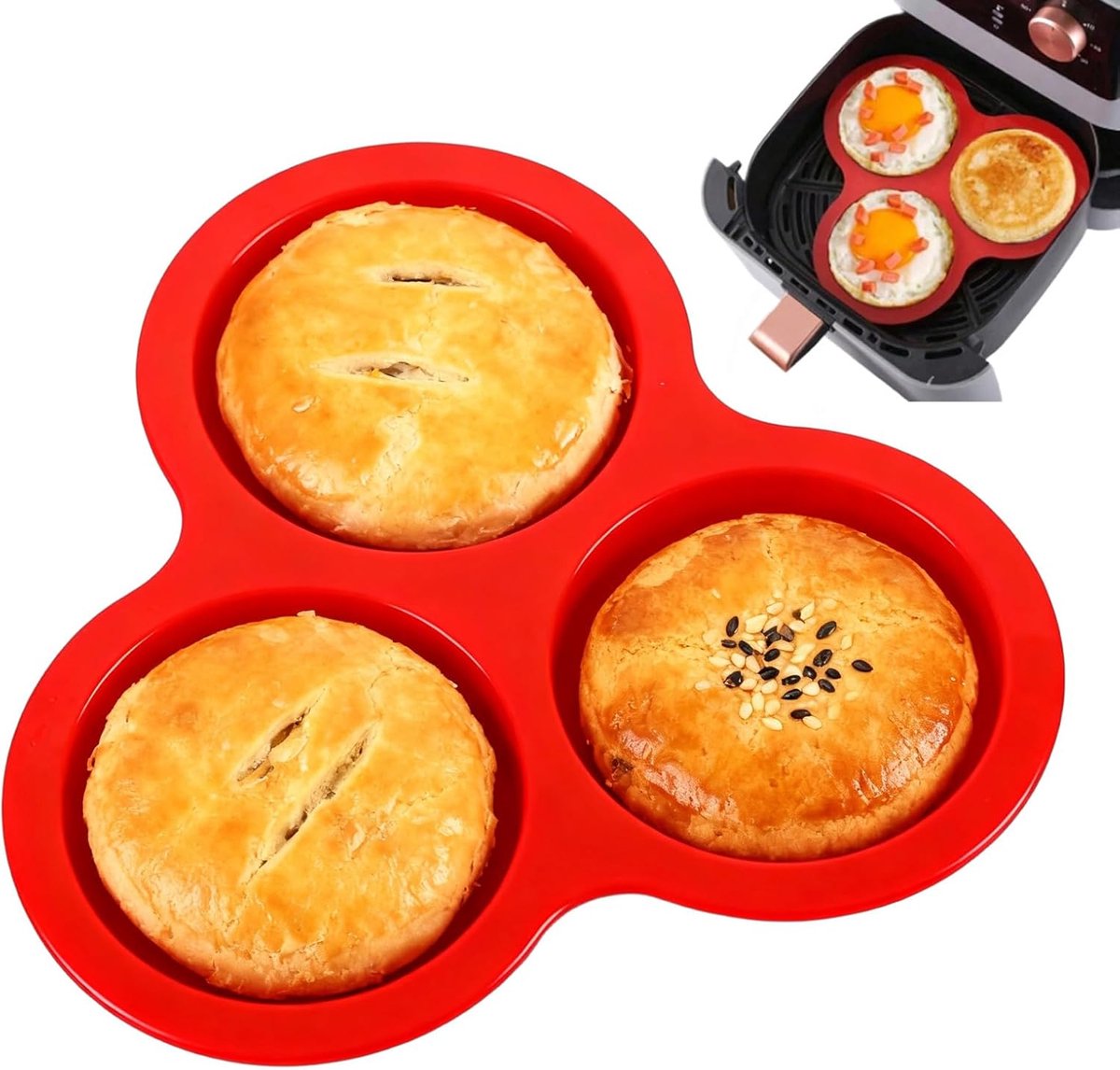 Muffin Bakblik - Cupcake Vorm - Airfryer Bakken - 3 Holtes - 21 x 21 cm