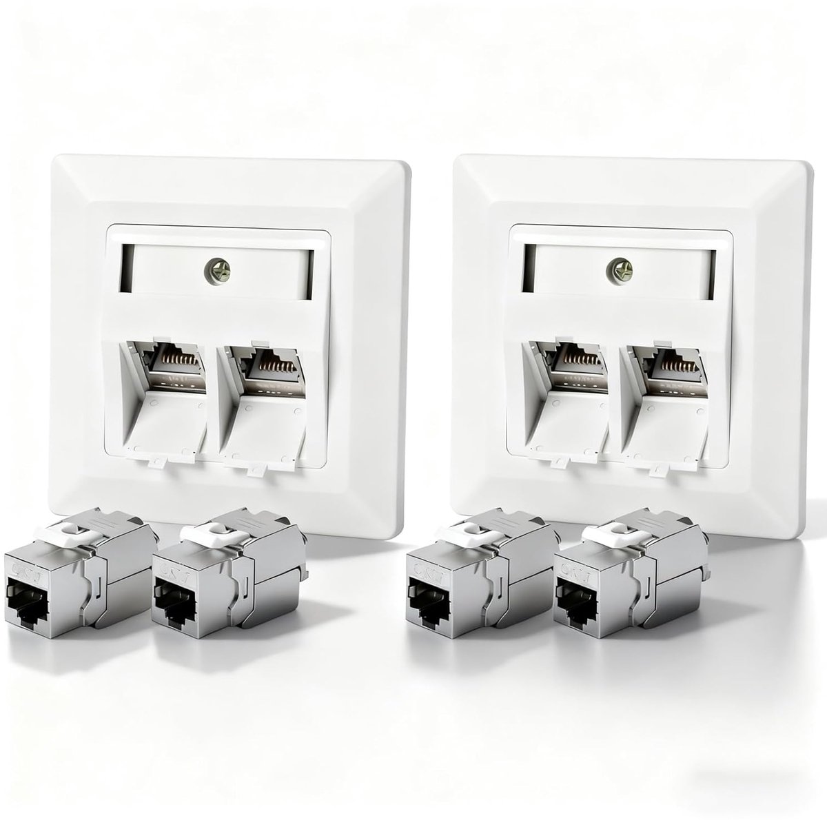 Netwerkdoos Inbouw - Ethernet Koppeling - Internet Verbinding - 10 Gbit/s Snelheid - 2 Poorts - Wit