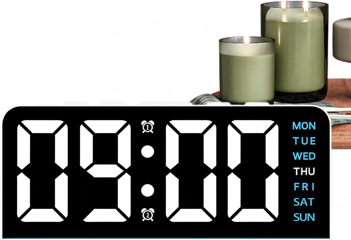 Digitale Wekker - Tafelklok LED - Slaapkamer Bureau - Instelbare Helderheid - 16 x 6.7 x 4 cm