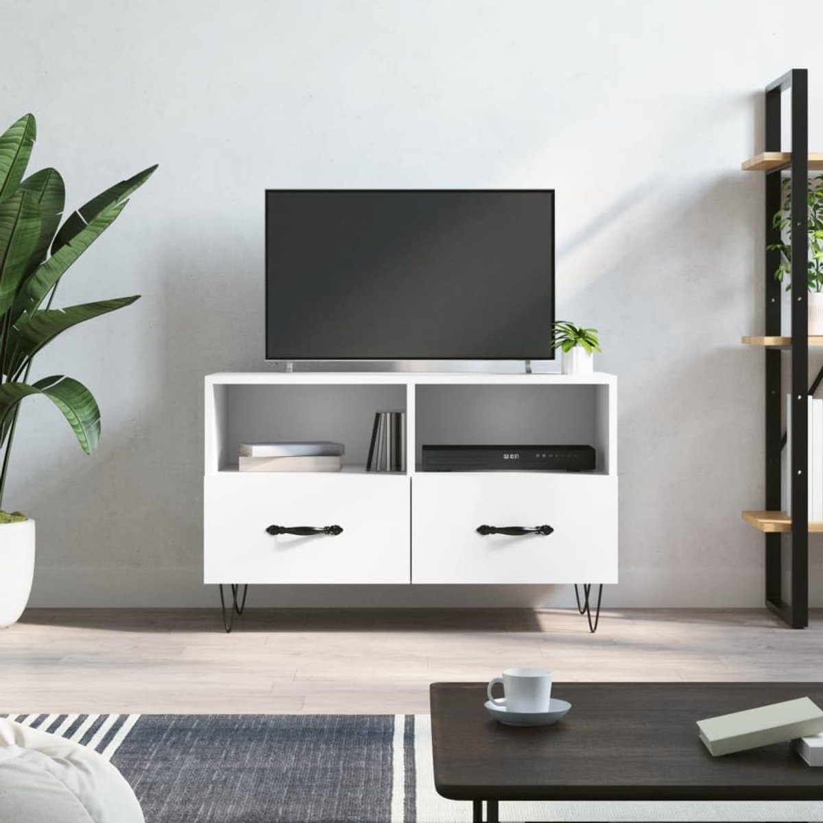 TV-meubel - Media kast - Woonkamer Inrichting - Ruime Opbergruimte - 80x36x50 cm - Wit