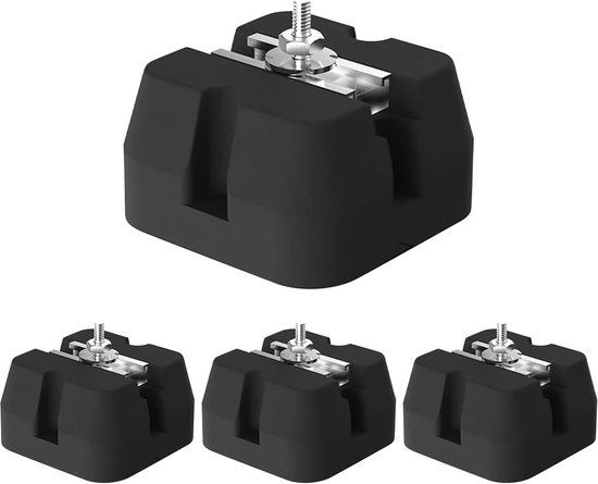 Airco buitenunit basisplaten set 4x stevig aluminium rubber 500kg draagvermogen trillingsvrij zwart