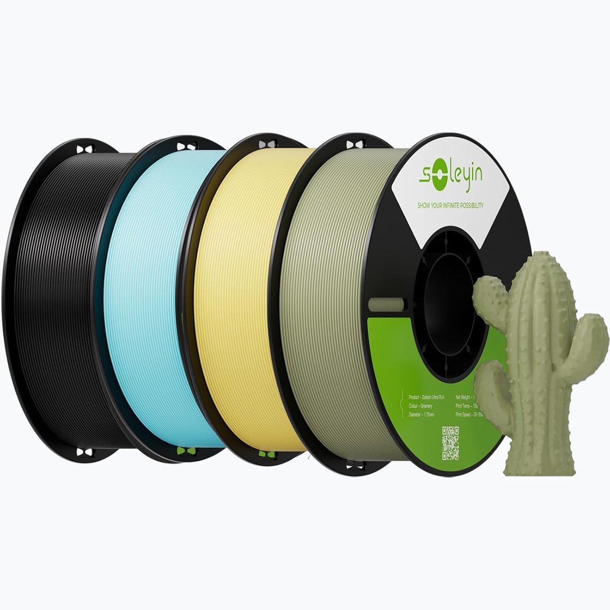 3D Printer Filament - PLA Materiaal - Modelbouw Printen - Meerkleurig Kleurverloop - 4 KG - Zwart Blauw Geel Groen
