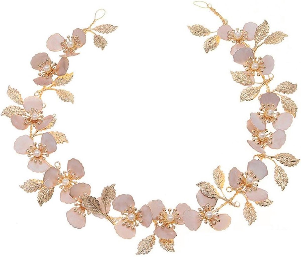 Bruid Haaraccessoire - Bruids Hoofdband - Bruiloft Feest - Bloem Parels - 45 x 3 cm