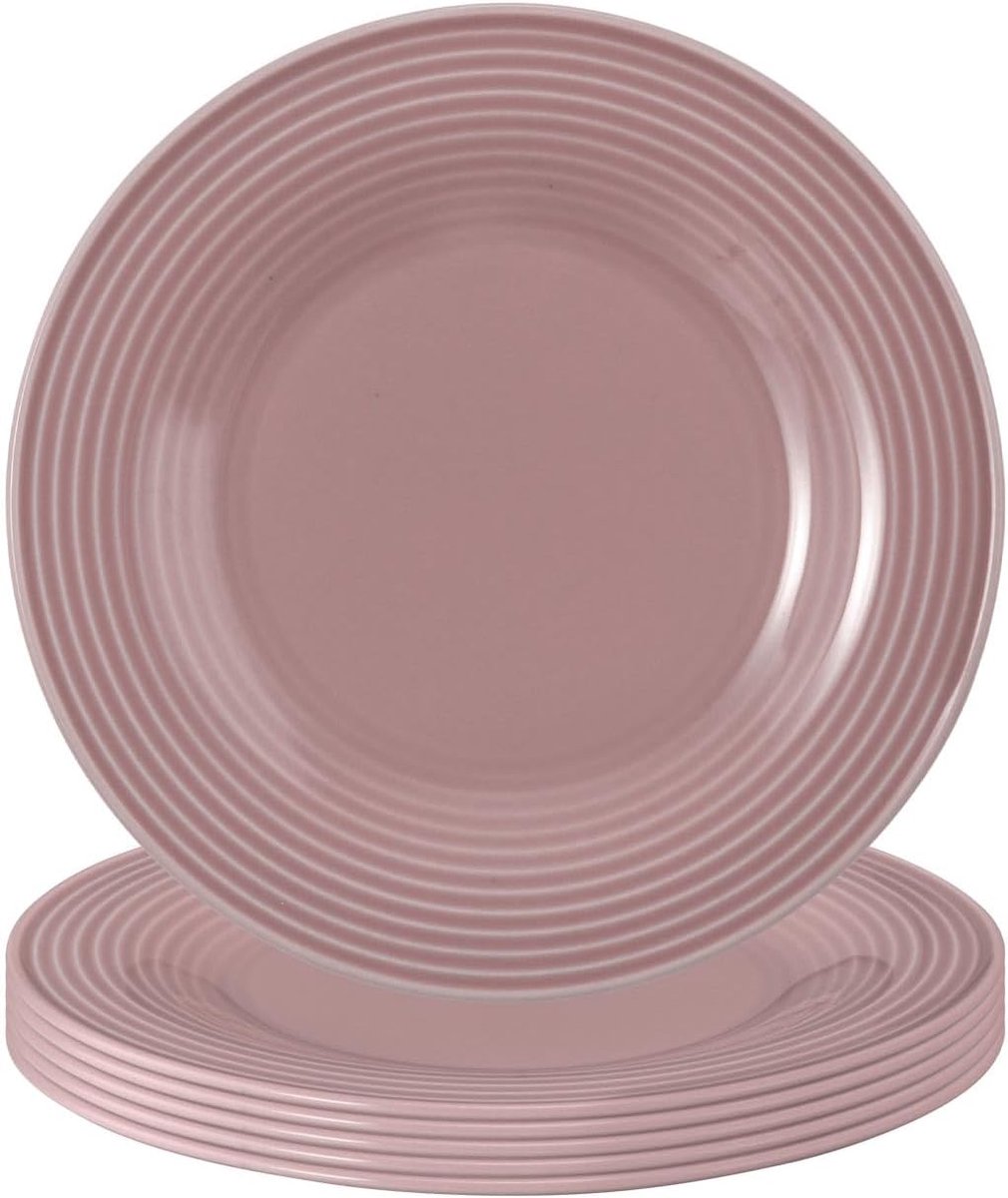 Broodborden Set - Kleine Borden - Brood en Boter - Geribbelde Reliëf - 17 cm Diameter - Oudroze