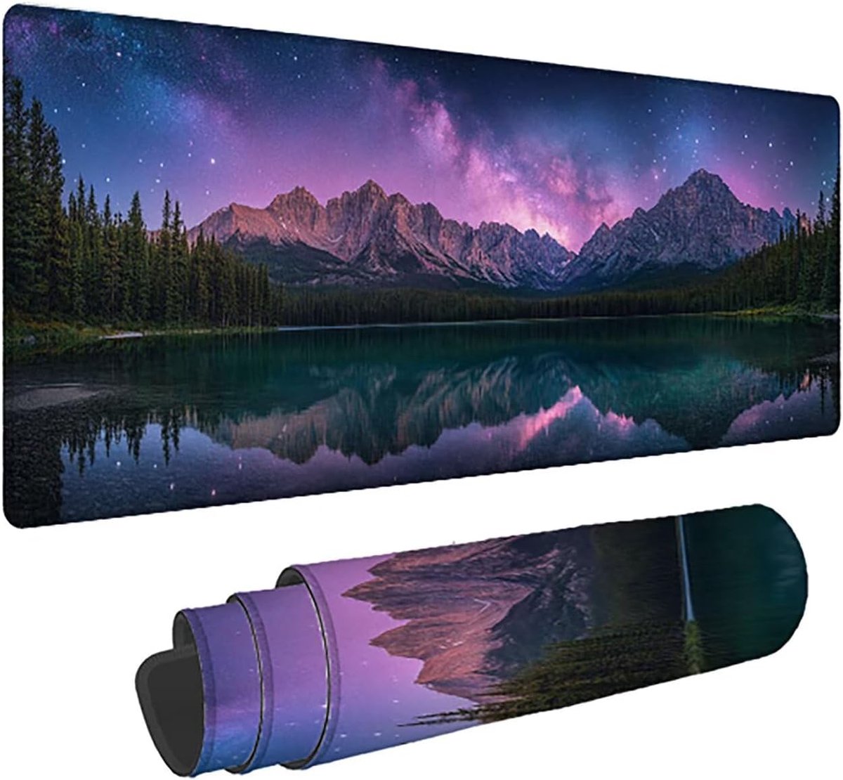 XXL Muismat - Bureauonderlegger Mat - Gaming Kantoor - Antislip Genaaide Randen - 160x80cm - Sterrenhemel