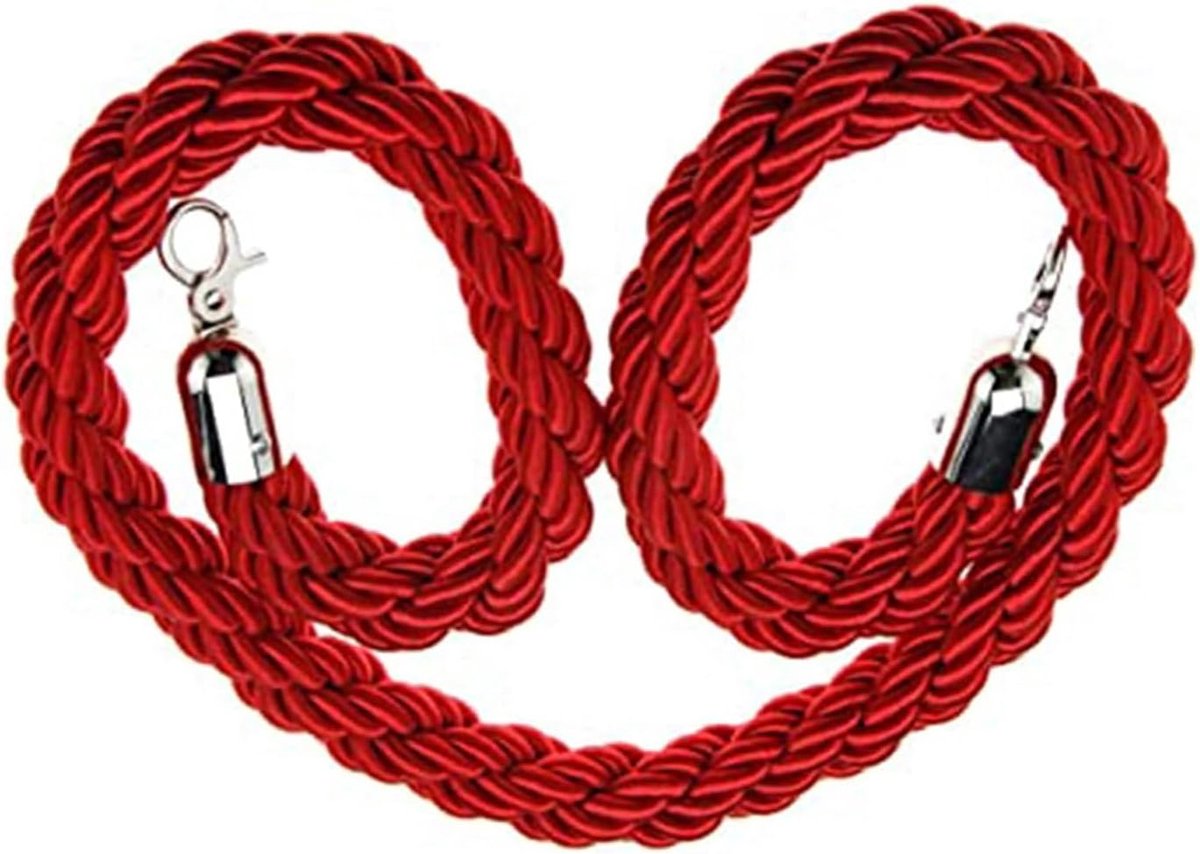 Henneptouw met Haak - Stevig Touw - Evenementen Beheer - Duurzaam Ontwerp - 1 Meter - Rood Zwart