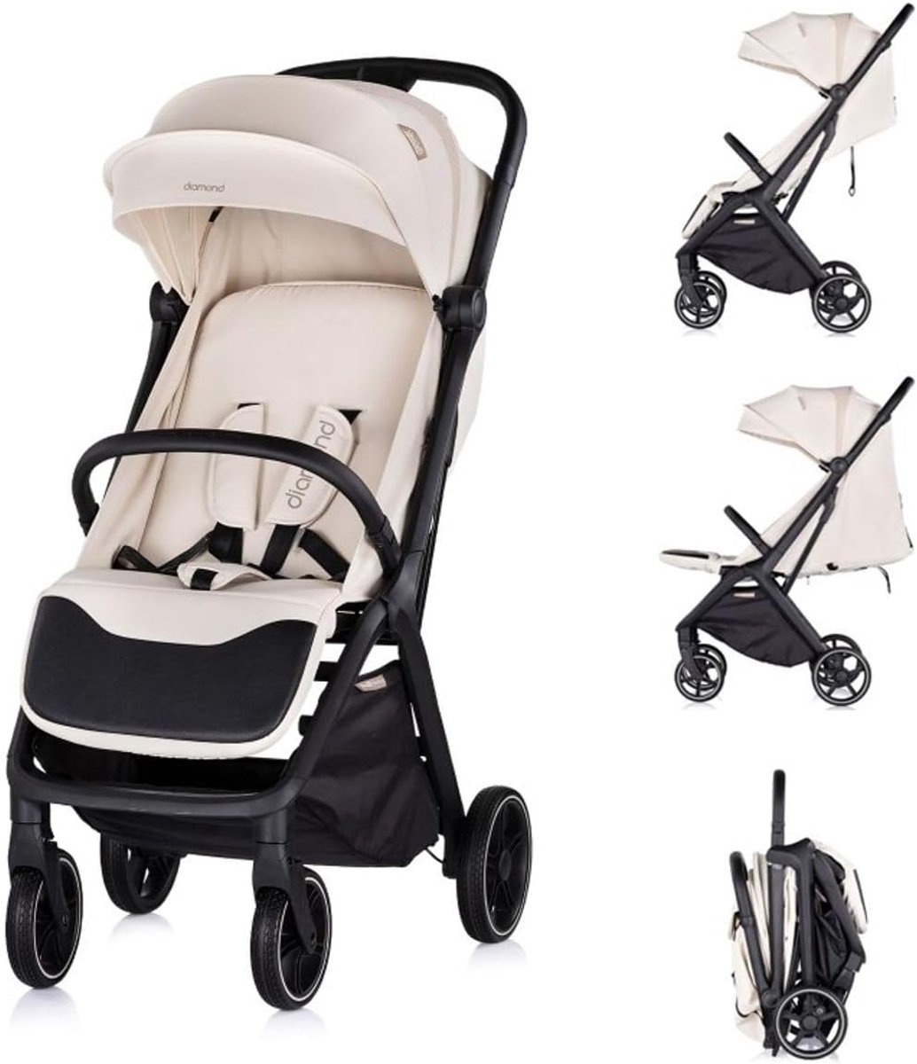 Kinderwagen Inklapbaar - Reisbuggy Baby - Onderweg Reizen - Eén Hand Inklapbaar - 76 x 50 x 109 cm - Beige