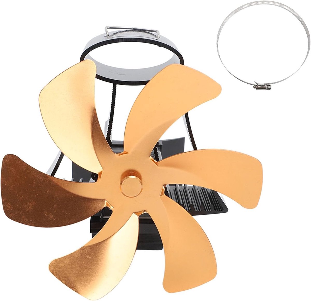 Kachel Ventilator - Warmte Aangedreven - Efficiënte Verwarming - Zelfgenererend - 6 Bladig - Goud
