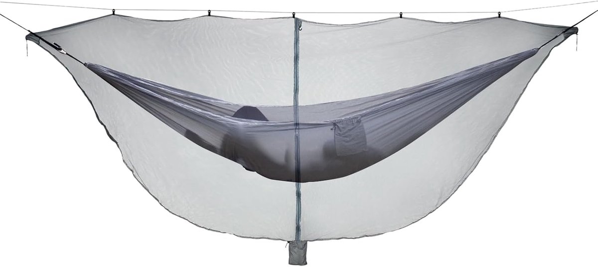Outdoor Hangmat - Licht Vliegennet - Kamperen en Reizen - Afneembare Overdekking - 3 Meter Lengte - Grijs