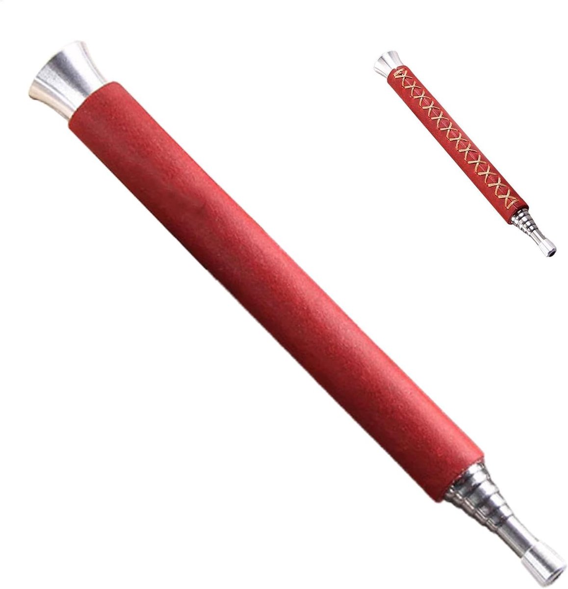 Blaaspijp - Vuurstarter Pijp - Kamperen Grillen - Intrekbaar Ontwerp - 62.5 cm Uitgeschoven - Rood