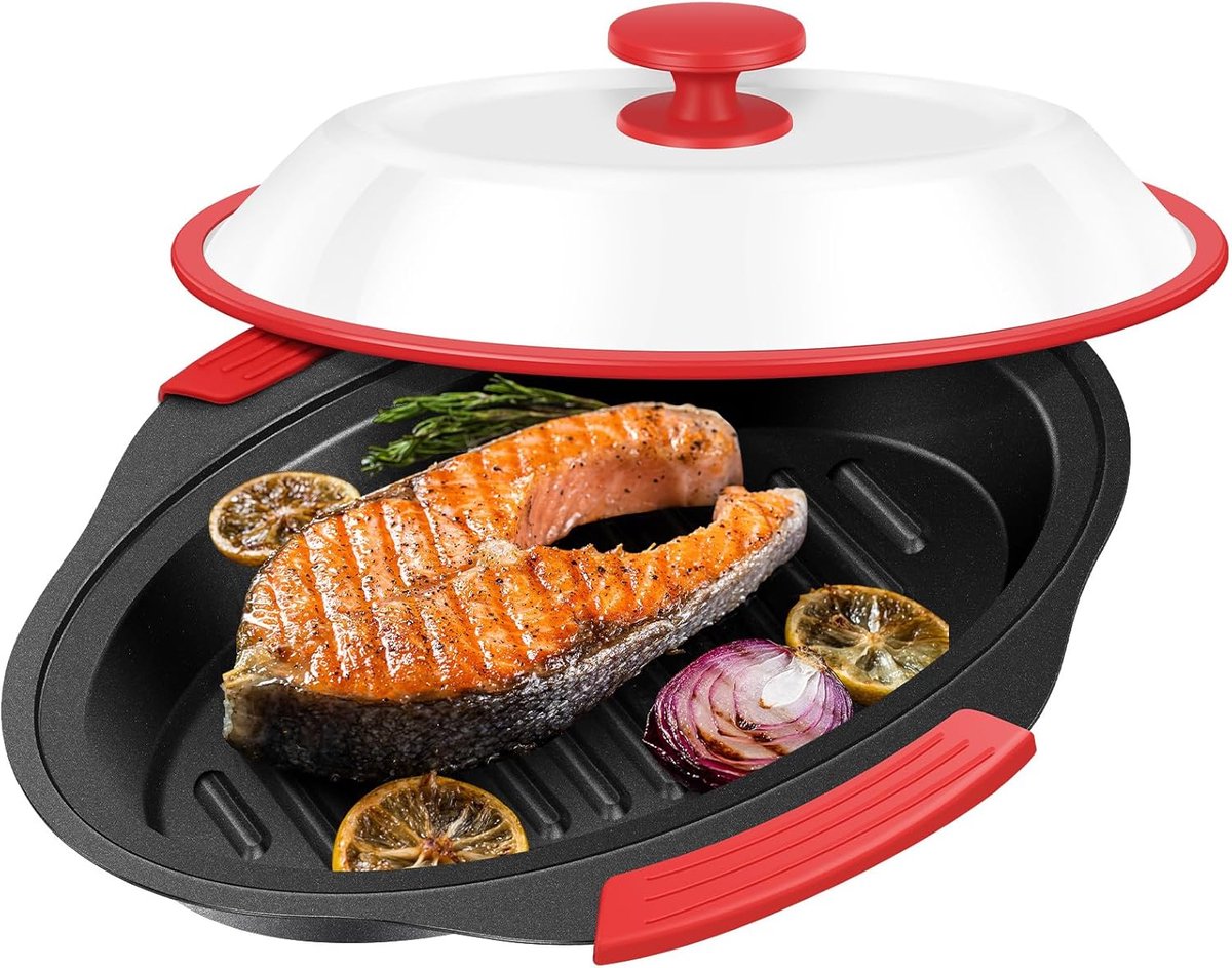 Magnetron Grillpan - Magnetron Crisper - Snel Eten Bereiden - Antiaanbaklaag Gelijkmatige Warmte - 27 x 20.5 x 4 cm