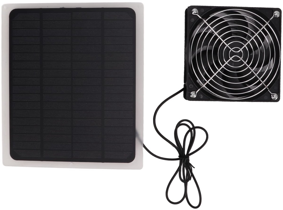 Allecto - Zonnepaneel ventilator set - Groene energie - USB-poort - Waterdicht - Lange levensduur - Veiligheidsbescherming - Luchtcirculatiesysteem...
