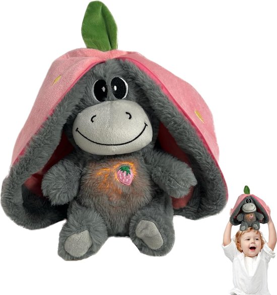 Ademend Pluche - Troostpop Ezel - Rustgevend Slapen - Vier Ademhalingsmodi - 29x24x16 cm - Roze — afbeelding 4