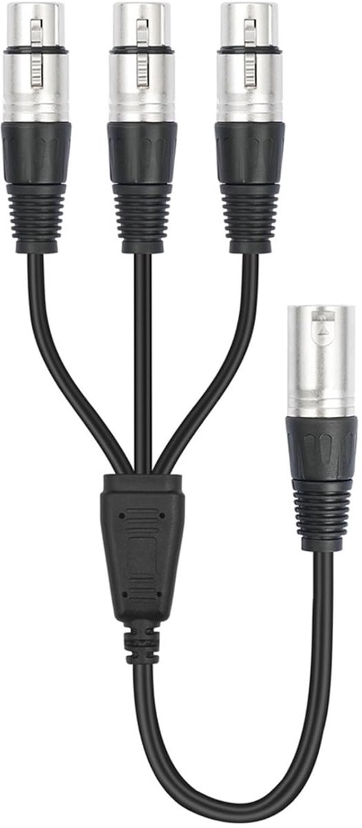 Y-splitterkabel - Microfoon kabel - Audio distributie - 3-polige XLR splitsing - 60 cm - Zwart
