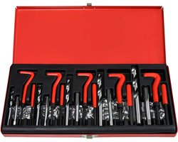 ACXIN Schroefdraad Reparatieset 131 Delig - Helicoil Set M5 M6 M8 M10 M12 - Draadherstel Gereedschap Voor Auto Motor Incl. Stalen Koffer