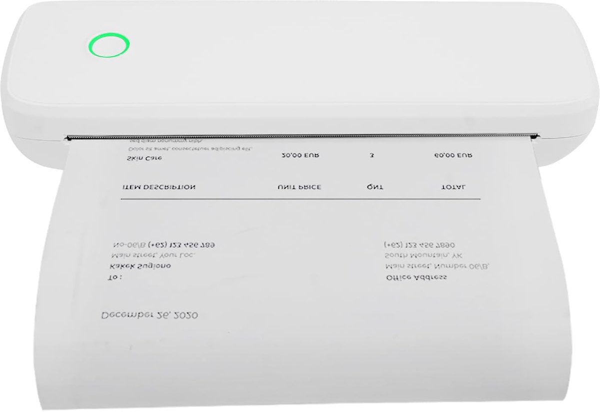 Mobiele Printer - Draagbare Printer - Snel Documenten Printen - Inktvrij Printen - 29x9x5.8 cm - Wit