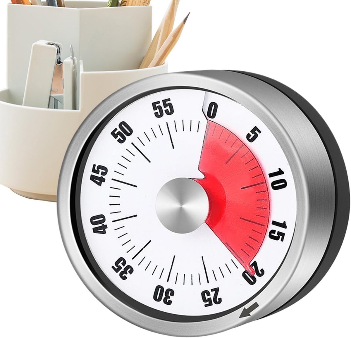 Kookwekker RVS - Mechanische Timer - Keuken Tijdbeheer - Geen Batterijen Nodig - 6x13x6 cm - Wit