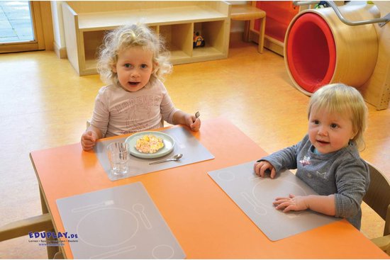Kinder placemat - Eetmatje kind - Zelfstandig eten - Speciaal voor linkshandigen - 34 x 24 cm - Grijs — afbeelding 2