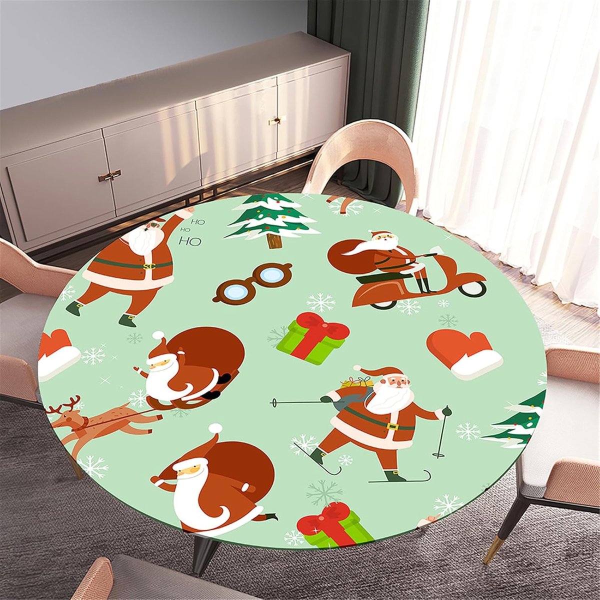 Ronde Tafelkleed - Waterproof Kleed - Kerst Decoratie - Elastische Rand - Diameter 150cm - Rood
