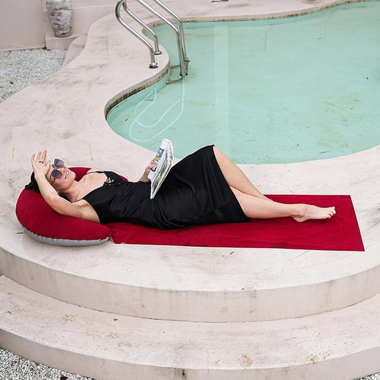 Opblaasbare Strandmat - Ligkussen - Ontspannen aan zee - Zandafstotend materiaal - 160 x 70 cm - Rood — afbeelding 2