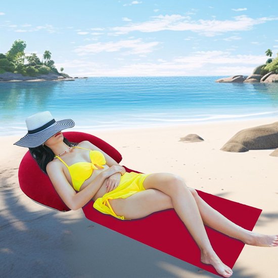 Opblaasbare Strandmat - Ligkussen - Ontspannen aan zee - Zandafstotend materiaal - 160 x 70 cm - Rood — afbeelding 4