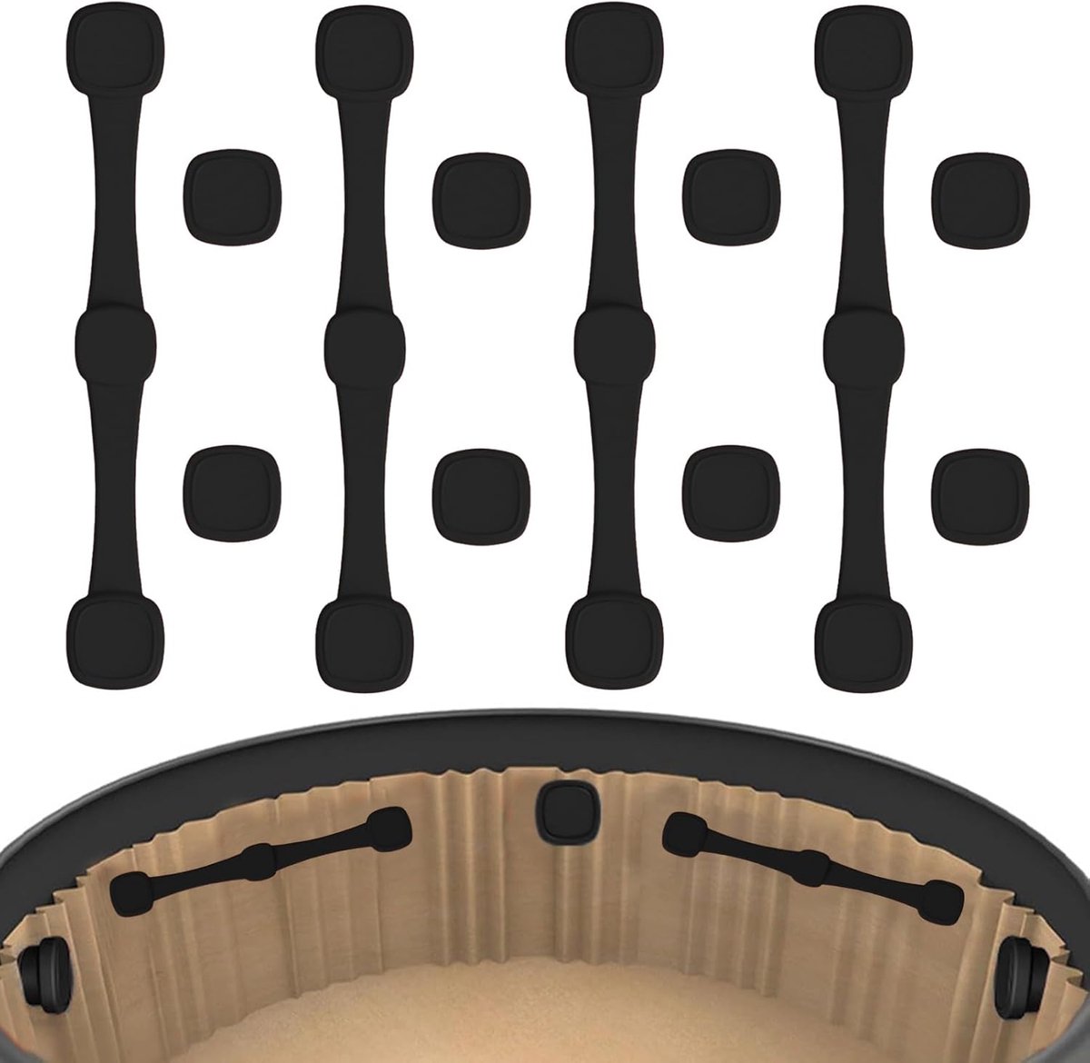 Airfryer Bakjes - Papieren Liners - Voorkom Aanbranden - Hittebestendig Materiaal - 10x5x5 cm - Zwart