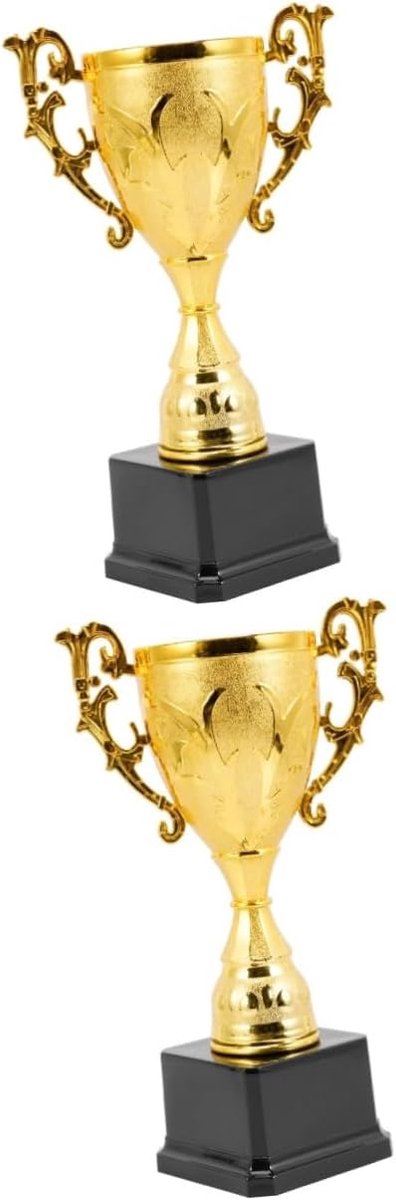 Kinder Trofee - Prijs Bekers - Wedstrijd Beloning - Duurzaam Plastic - 24.5x14.5cm - Goud