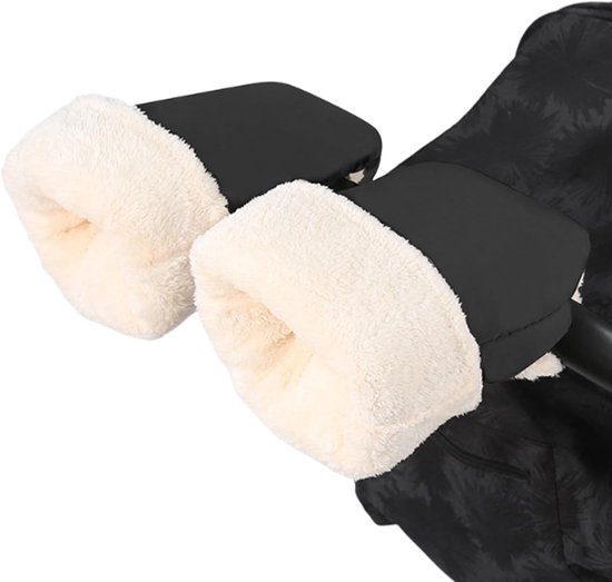 Kinderwagen Handmof - Fleece Wanten - Winterse Uitjes - Waterdicht Winddicht - Ca 20 x 30 cm - Zwart — afbeelding 5