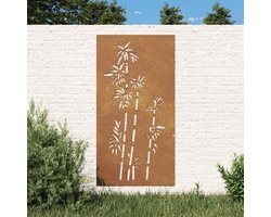 Tuinwanddecoratie Cortenstaal - Bamboe Design - Buitenmuur Verfraaien - Weerbestendig Staal - 105 x 55 cm - Roestbruin
