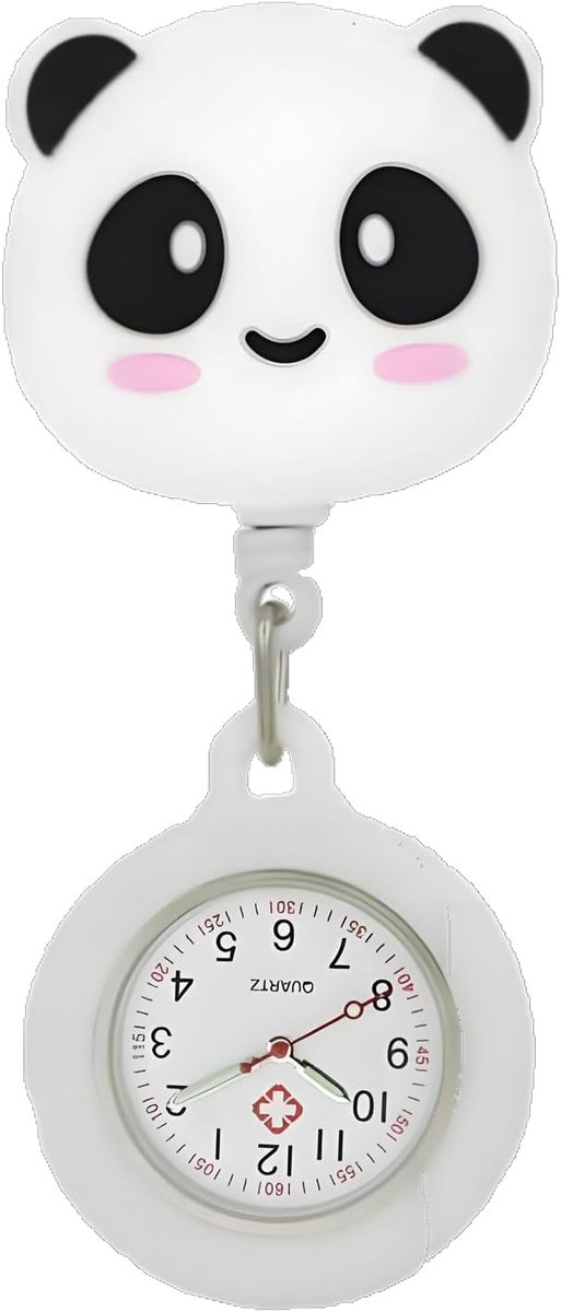 Verpleegster Zakhorloge - Intrekbaar Horloge - Medisch Gebruik - Siliconen Beschermhoes - 10 x 4 x 1 cm - Panda
