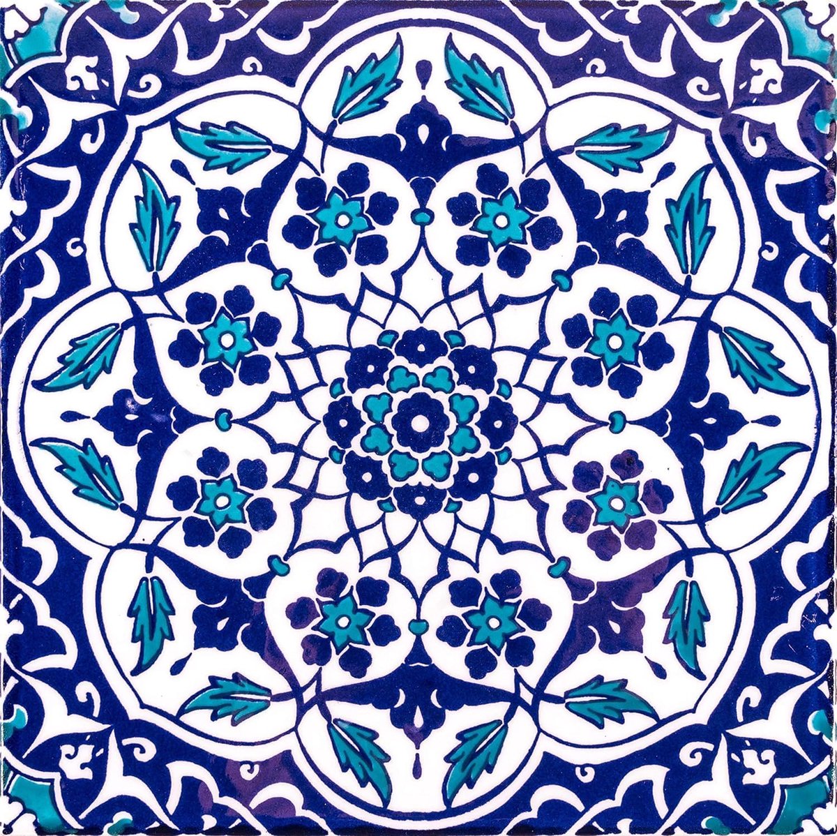 Keramische Wandtegels - Decoratieve Tegels - Keuken Badkamer - Handgeschilderd Patroon - 20 x 20 cm - Blauw Wit Rood