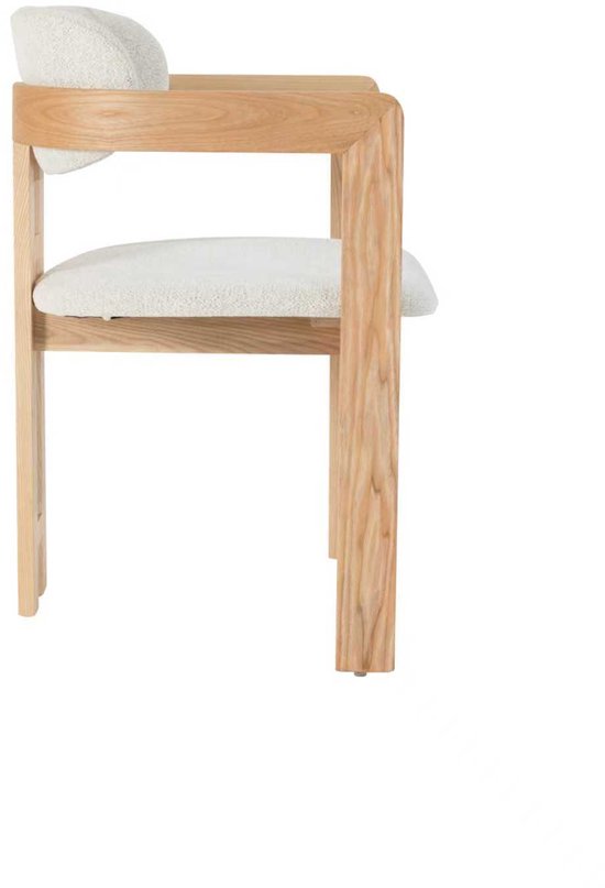 Japandi – Eetkamerstoel – Naturel hout – Set van 2 – Beige bekleding – Scandinavisch design