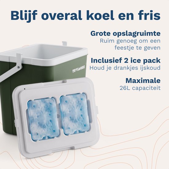 TRVLMORE Koelbox 26L - 65 Uur Koeling - Frigobox - Inclusief 2 Koelelementen - Groen van Merkloos — afbeelding 3