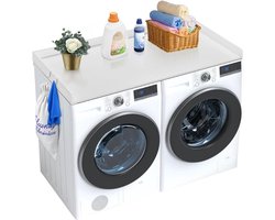 Wasmachine Werkblad - Droger Bovenblad - Ruimte Besparen - Waterbestendig Hout - 137 x 70 cm - Wit