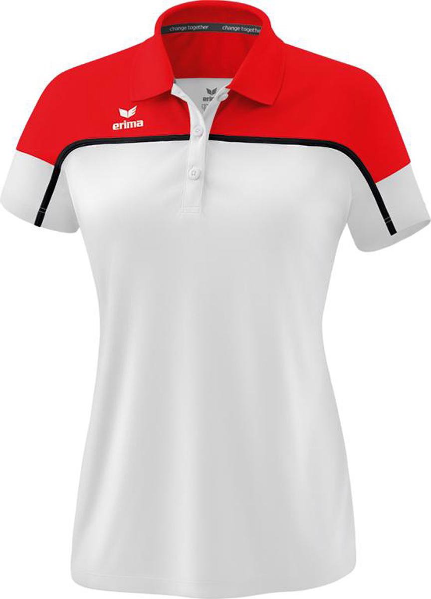 Erima Change Polo Dames - Wit / Rood / Zwart | Maat: 44
