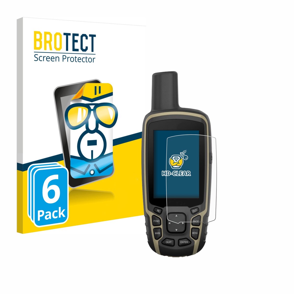 BROTECT - Screenprotector voor Garmin GPSMAP 65s - Folie Beschermfolie transparant 6 Stuks