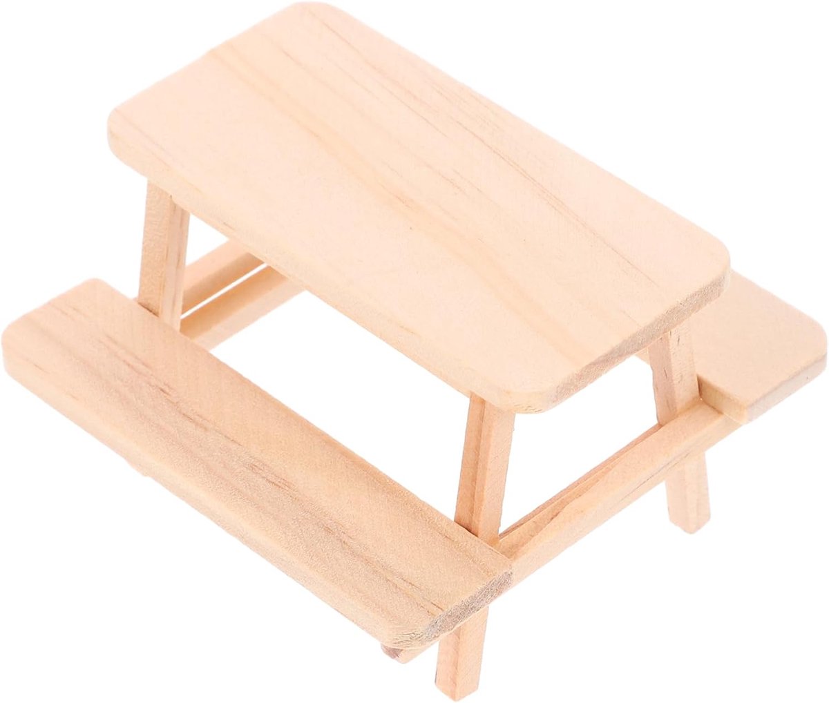 Poppenhuis Tafel - Miniatuur Meubels - Poppenhuis Decoratie - Houten Constructie - 8x8x5 cm - Natuurlijk Hout