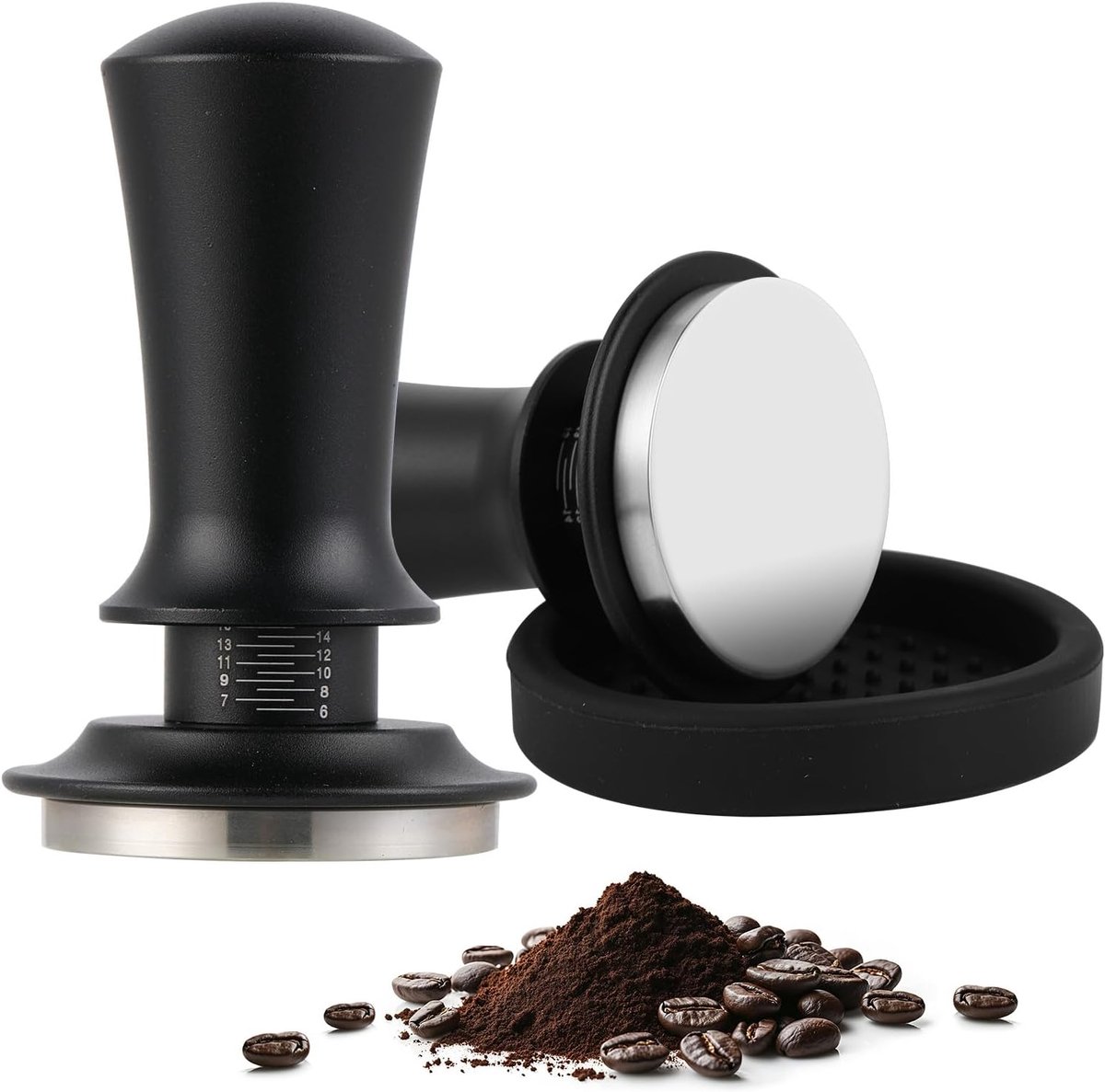 Koffie Tamper - Espresso Aandrukker - Perfect Espresso - Ingebouwde Veerdruk - 53mm - Zilver