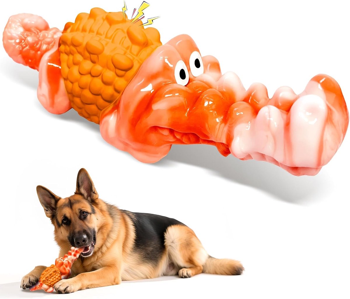 Krokodil Hondenspeelgoed - Kauwspeeltje Piepend - Tanden Reinigen - Onverwoestbaar Nylon - 22x8x7 CM - Oranje