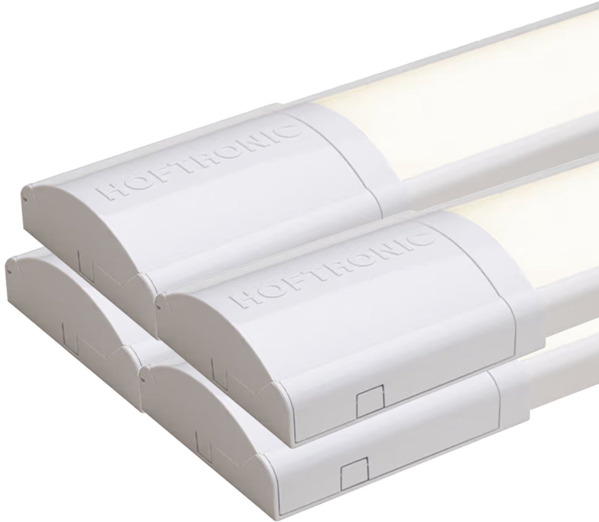 HOFTRONIC 4x HOFTRONIC - LED Batten 60cm - 20W 2400 Lumen - 4000K Neutraal wit - LED TL Armatuur - Voor werkplaats, schuur en als onderbouwverlichting - Incl. montageklemmen & quick connector - 5 jaar garantie