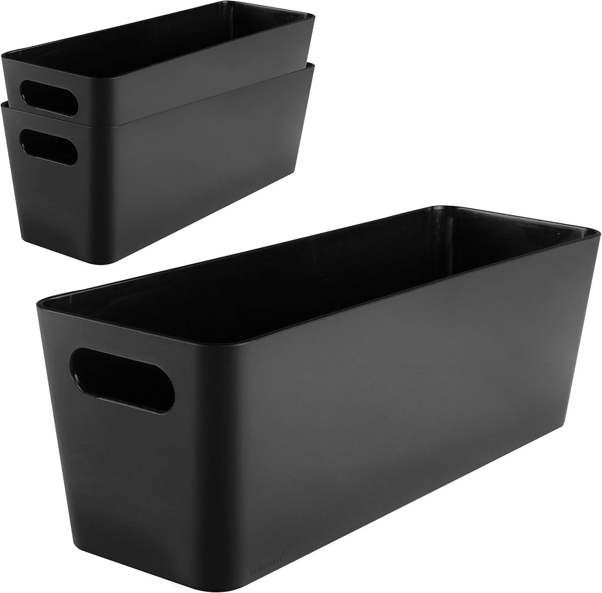 Opbergdozen Set - Mand Organizer - Flessenrek Indelen - Stapelbaar Ontwerp - 30x10x10 cm - Zwart