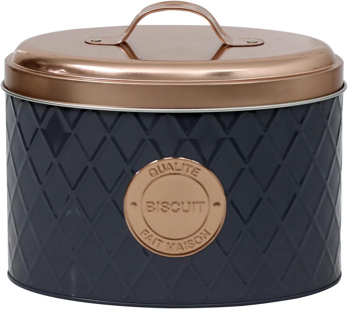 Metalen Brood Opslag - Broodtrommel Keuken - Brood Vers Houden - Luchtdichte Sluiting - 34x18x21cm - Grijs Koper