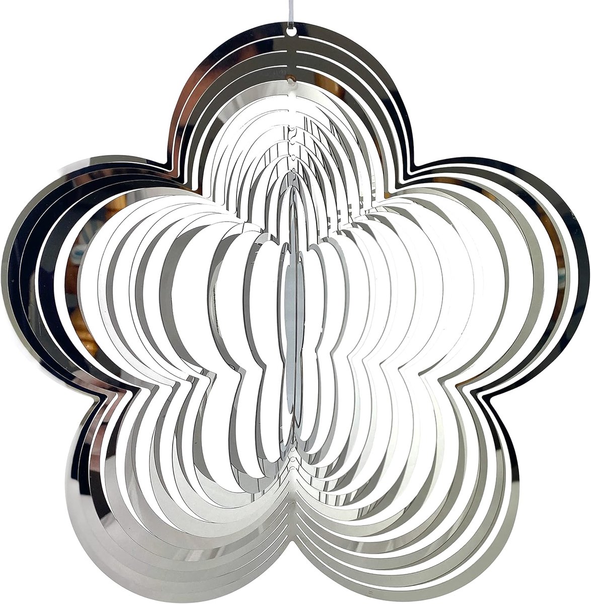 Metalen Windspinner - Tuindecoratie - Buiten Decoratie - 3D Vorm - 25 cm - Zilver