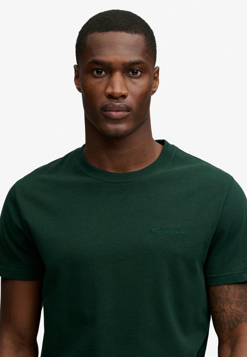 Superdry Essential Company Logo Geborduurd T-shirt Heren T-shirts Bosgroen/diepgroen