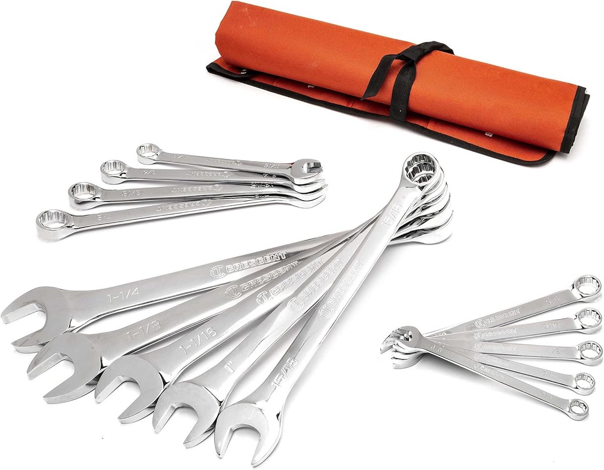 Combinatiesleutelset - Ringsleutel set - Automotive onderhoud - 12-punts ontwerp - 14 stuks - Chroom