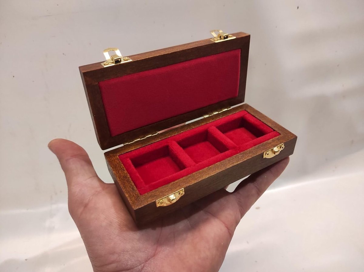 Houten Munten Etui - Goud Bewaardoos - Verzamelingen Opslaan - Handgemaakt In Italië - 14 x 5.5 x 3.5 cm