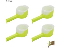 4 stuks - Zaksluitclips voor voedsel - Kunststof afdichtingsclip - met 2-inch ronde schenktuiten - voor snacks, dierenvoer en granen - groen - 13×6cm