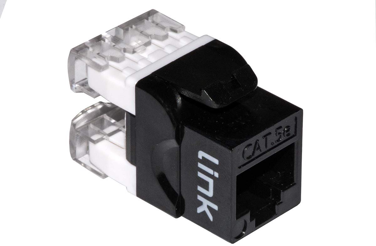 Netwerk Keystone Jack - RJ45 Inbouwmodule - Netwerk Installatie - UTP Cat 5E - 180 Graden - Zwart