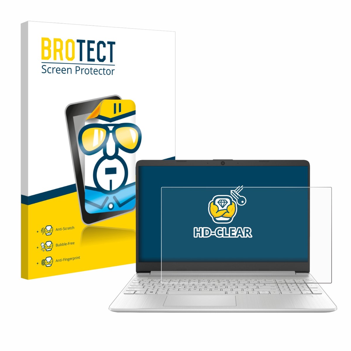 BROTECT - Screenprotector voor HP 15s-fq2000 - Folie Beschermfolie transparant